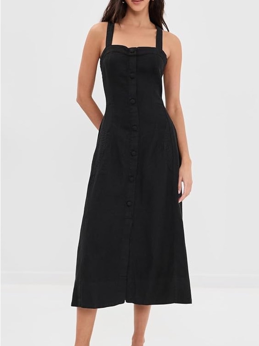 DL1961 Danika Linen Midi Dress - Black - Picture 3 of 11